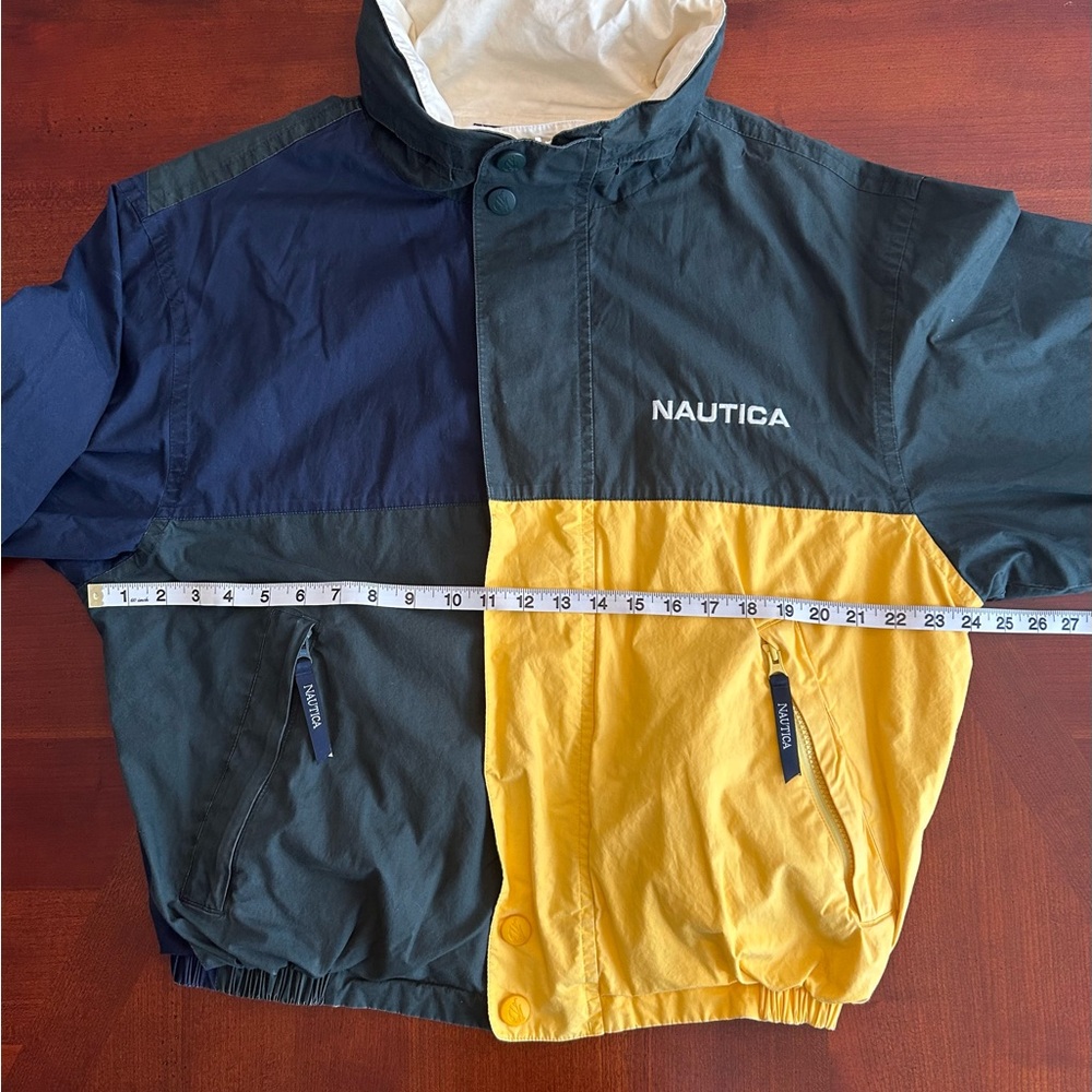 Vintage Nautica Men’s Medium-weight Reversible Rain Jacket with hooded collar - Picture 9 of 16